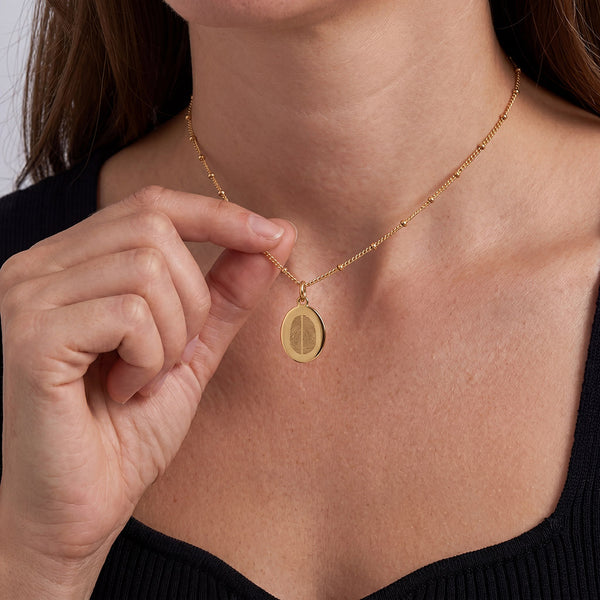 Oval Fingerabdruck mit zwei Abdrücken Kette