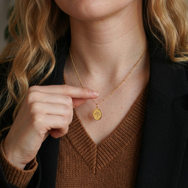 Geburtsblumenstrauß Oval Kette