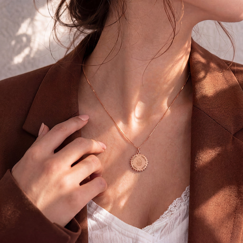Collana Solara con Dati di Nascita + Impronta della Mano