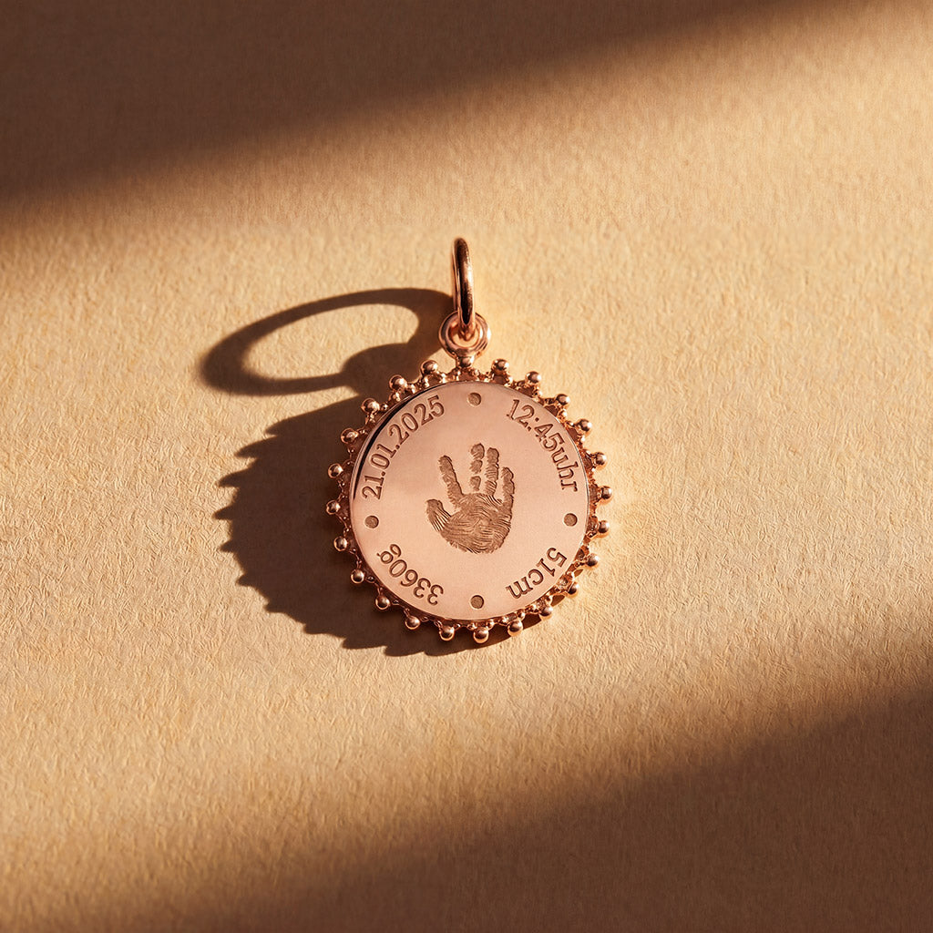 Collana Solara con Dati di Nascita + Impronta della Mano
